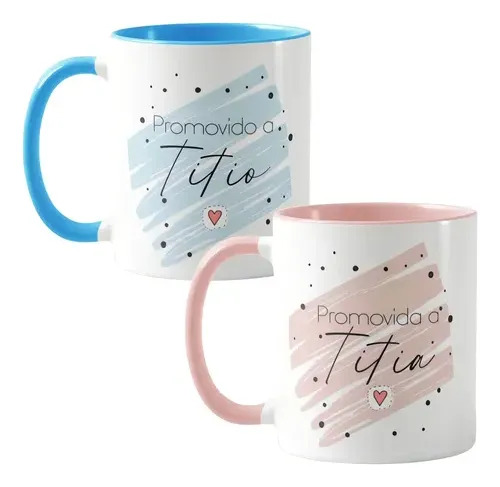 Conjunto 2 Canecas Revelação De Gravidez Para Titio E Titia - Anúncio de Gravidez (Tia e Tio)