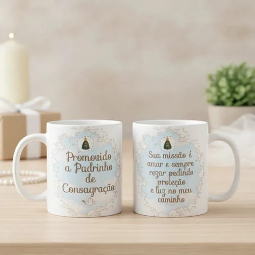 Caneca Personalizada Convite Padrinhos de Consagração | Lembrança de Batismo - Batizado (Padrinho)