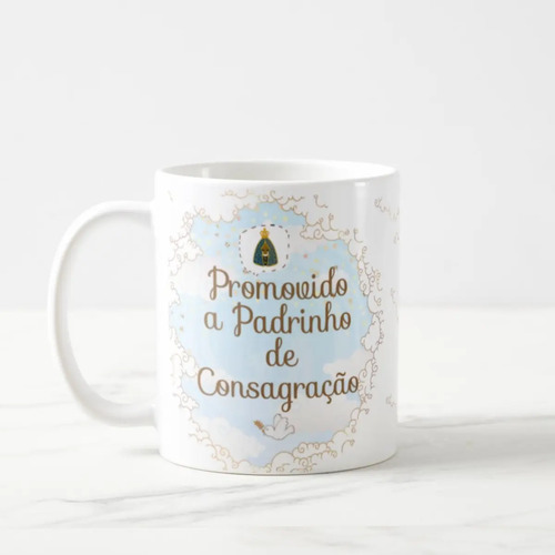 Caneca Personalizada Convite Padrinhos de Consagração | Lembrança de Batismo