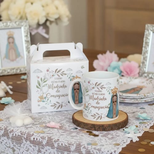 Caneca Batismo Madrinha de Consagração Presente Pronta Entrega