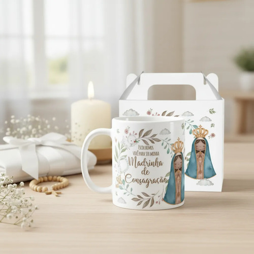 Caneca Batismo Madrinha de Consagração Presente Pronta Entrega