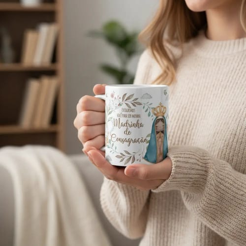 Caneca Batismo Madrinha de Consagração Presente Pronta Entrega