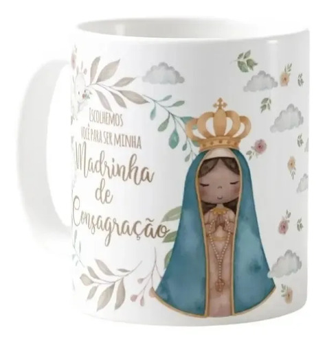 Caneca Batismo Madrinha de Consagração Presente Pronta Entrega