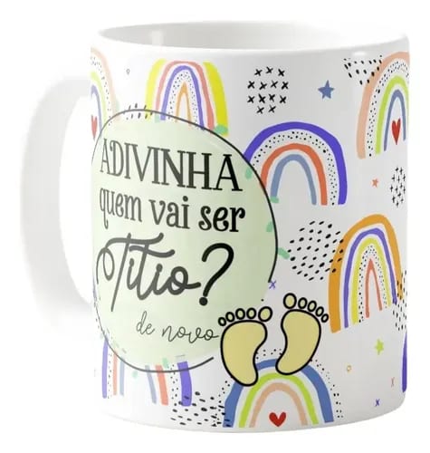 Caneca Presente Contar Nova Gravidez Gestação Familia Titio