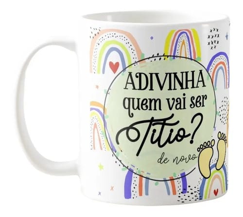 Caneca Presente Contar Nova Gravidez Gestação Familia Titio - Anúncio de Gravidez (Tio)
