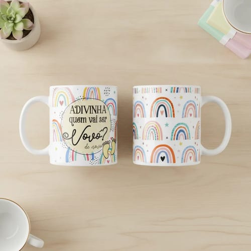 Caneca Pronta Entrega Anúncio Gravidez Vovó Revelação Chá de Bebê Presente Família - Família (Avó)