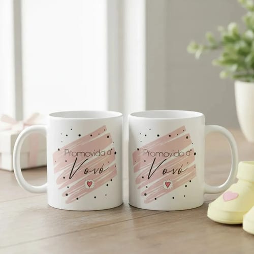 Caneca Presente Revelar Gravidez a Família Promovida a Avó - Anúncio de Gravidez (Avó)
