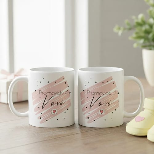 Caneca Presente Revelar Gravidez a Família Promovida a Avó - Anúncio de Gravidez (Avó)