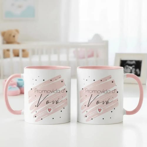 Caneca Presente Para Contar Gravidez - Promovida A Vovó - Anúncio de Gravidez (Avó)