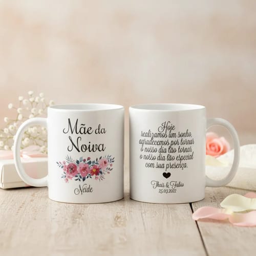 Kit 2 Canecas Casamento Mãe Noiva Presente Personalizado Com Nome