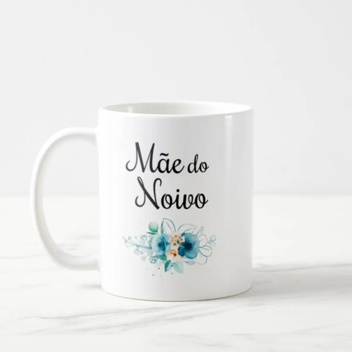 Conjunto 2 Canecas Mãe E Pai Do Noivo Lembrança De Casamento Floral Azul 