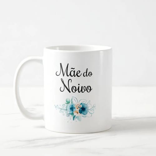 Conjunto 2 Canecas Mãe E Pai Do Noivo Lembrança De Casamento Floral Azul
