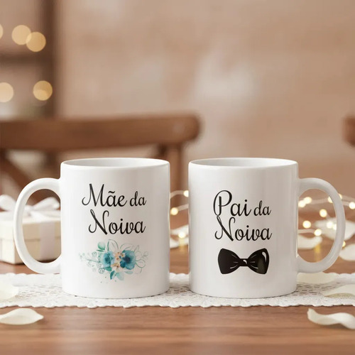 Kit 2 Canecas Casamento Lembrança Para Mãe E Pai Da Noiva - Casamento