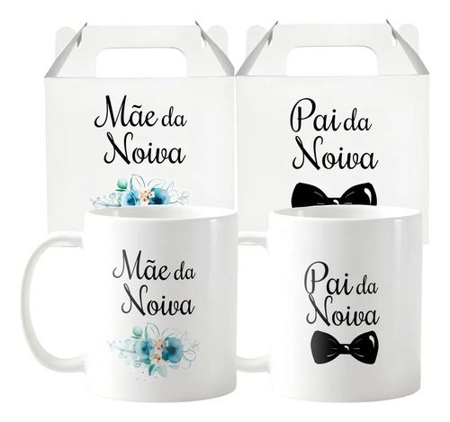Kit 2 Canecas Casamento Lembrança Para Mãe E Pai Da Noiva