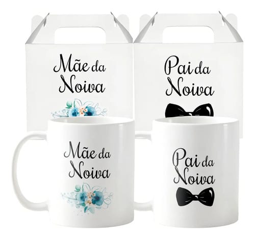 Kit 2 Canecas Casamento Lembrança Para Mãe E Pai Da Noiva