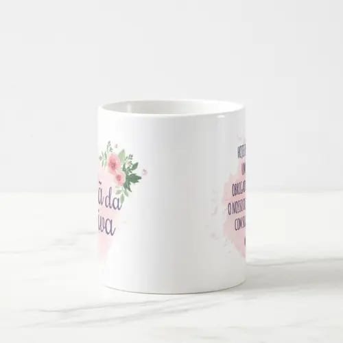 Caneca Presente De Casamento Irmã Da Noiva - Floral Cinza
