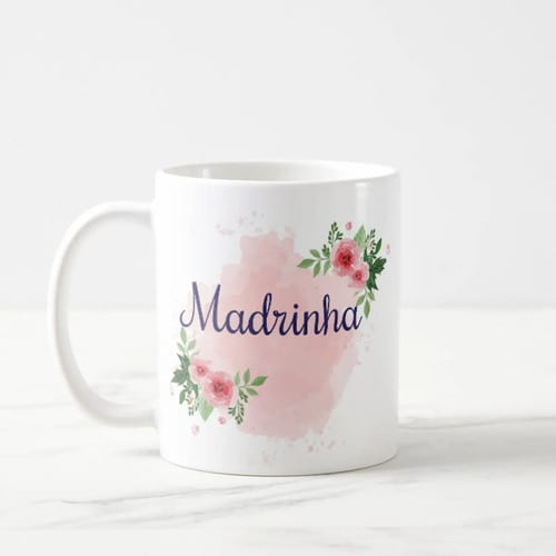 Caneca Personalizada Presente de Casamento Madrinha - Floral