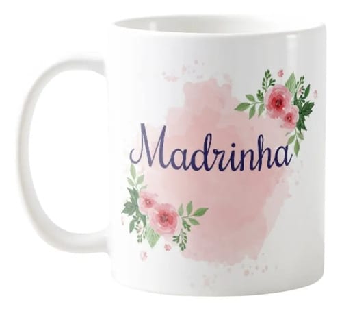 Caneca Personalizada Presente de Casamento Madrinha - Floral - Casamento (Madrinhas)
