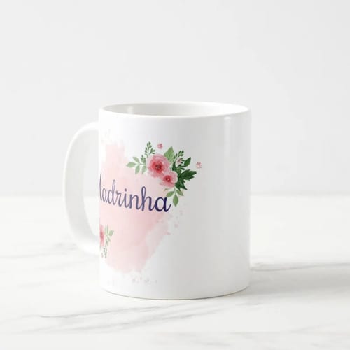 Caneca Personalizada Presente de Casamento Madrinha - Floral