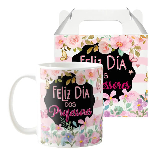 Caneca Feliz Dia Dos Professores Feminina Floral