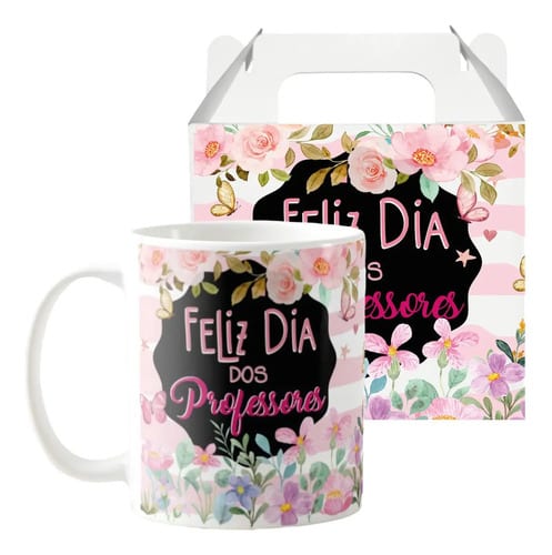 Caneca Feliz Dia Dos Professores Feminina Floral