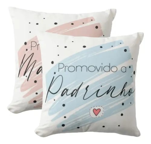Kit 2 Almofadas Personalizadas Convite Para Padrinhos Dindos