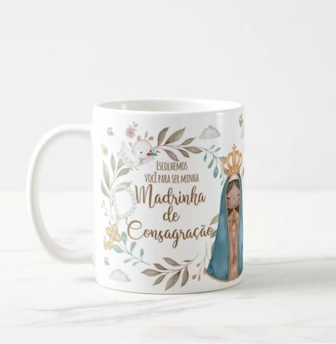 Kit Caneca e Almofada Convite para Madrinha de Consagração