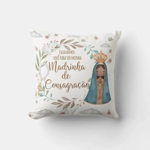 Kit Caneca e Almofada Convite para Madrinha de Consagração