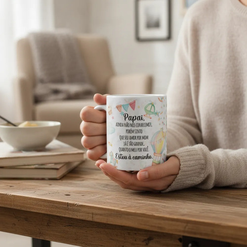 Caneca Presente Revelação de Gravidez Estou à Caminho Papai