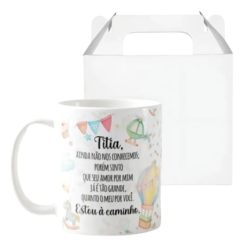 Caneca Presente Revelação de Gravidez Estou à Caminho Titia
