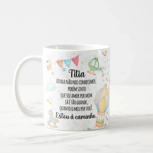 Caneca Presente Revelação de Gravidez Estou à Caminho Titia
