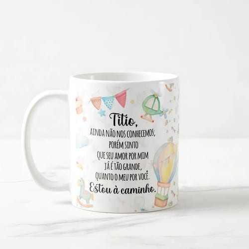 Caneca Presente Revelação de Gravidez Estou à Caminho Titio