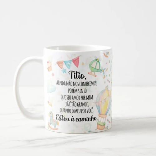 Caneca Presente Revelação de Gravidez Estou à Caminho Titio