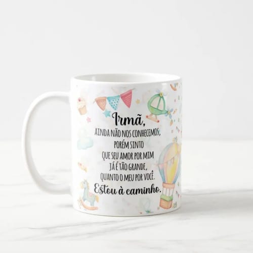 Caneca Presente Revelação de Gravidez Estou à Caminho Irmã