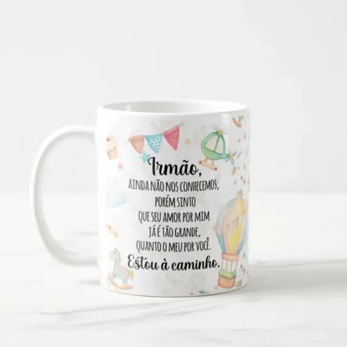 Caneca Presente Revelação de Gravidez Estou à Caminho Irmão