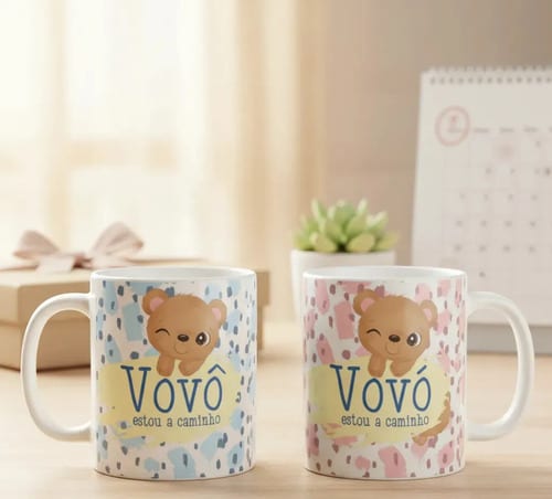 Kit 2 Canecas Presente Revelação de Gravidez Vovó Vovô - Anúncio de Gravidez (Avó e Avô)