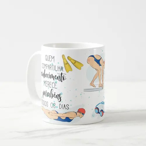 Caneca Natação Presente Dia dos Professores Mimo Professora