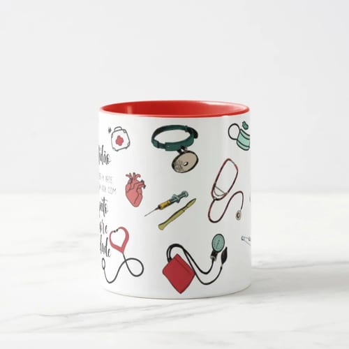 Caneca Personalizada Medicina Presente Para Dia Do Médico Vermelho Gratidão Médicos