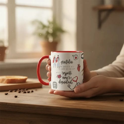 Caneca Personalizada Medicina Presente Para Dia Do Médico Vermelho Gratidão Médicos