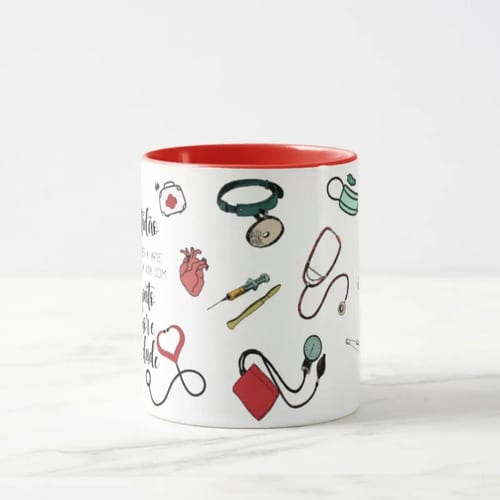 Caneca Personalizada Medicina Presente Para Dia Do Médico Vermelho Gratidão Médicos