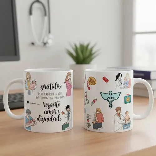 Caneca Personalizada Presente Médico Pediatra Pediatria - Profissões (Médico(a))