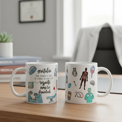 Caneca Personalizada Medicina Presente Para Profissionais da Saúde Médico