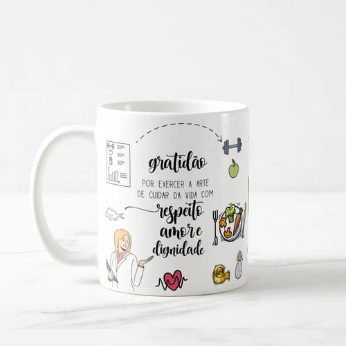 Caneca Personalizada Profissão Nutrição para Nutricionista
