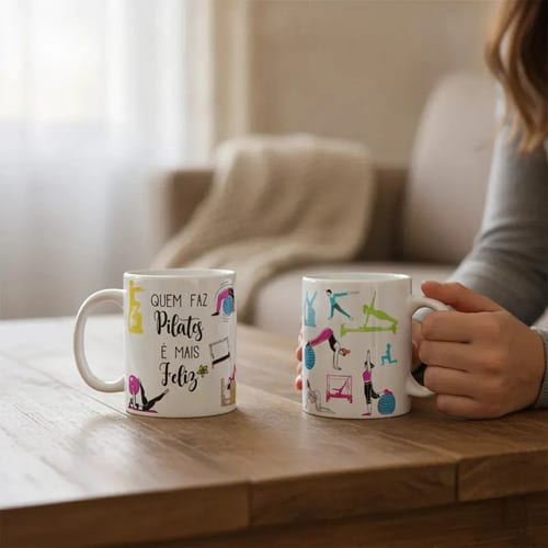Caneca Presente Especial Pilateiros Quem Faz Pilates Feliz
