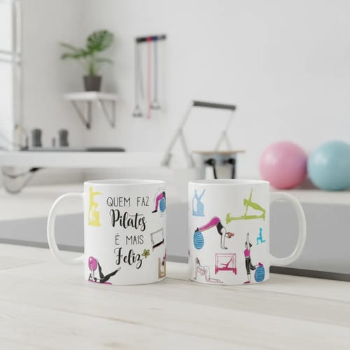 Caneca Presente Especial Pilateiros Quem Faz Pilates Feliz - Profissões (Pilates)