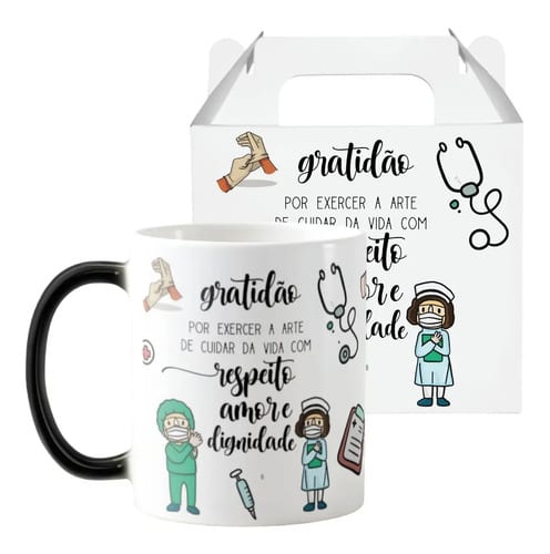 Caneca Mágica Presente Criativo Personalizado Enfermagem