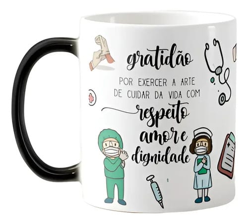 Caneca Mágica Presente Criativo Personalizado Enfermagem - Profissões (Enfermeiro(a))
