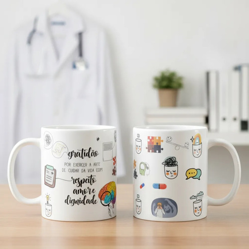Caneca Personalizada Medicina Presente Para Psiquiatra - Profissões (Médico(a))