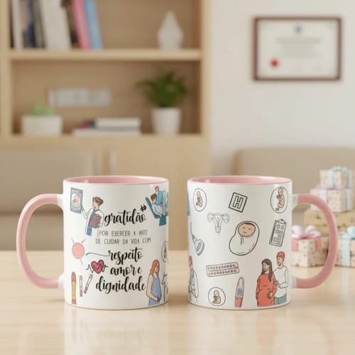 Caneca Presente Personalizado Medicina para Médica Obstetra - Profissões (Médico(a))