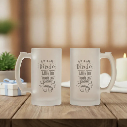 Caneca Cerveja Chopp Padrinho Presente Criativo Dindo Vidro - Batizado (Padrinho)